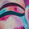 peinture abstraite acrylique bouddha lotus rose violet