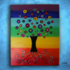 peinture abstraite arbre de vie toutes couleurs