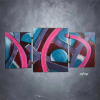 peinture abstraite triptyque neuron bleu rose