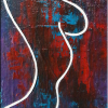 peinture abstraite femme rouge violet bleu