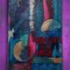 peinture abstraite acrylique précuscule rose bleu violet