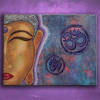 peinture abstraite bouddha violet bleu