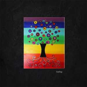 peinture abstraite arbre de vie toutes couleurs