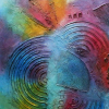 peinture abstraite acrylique et relief multicolor 1