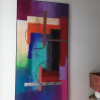 peinture abstraite et collage colorée
