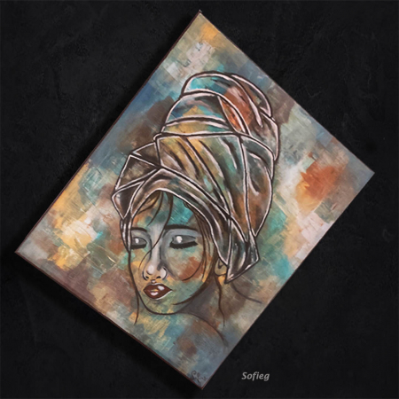 Peinture abstraite de visage femme de Sofieg " KIMI"