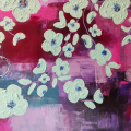 Tableau abstrait avec fleurs en relief bleues de Sofieg